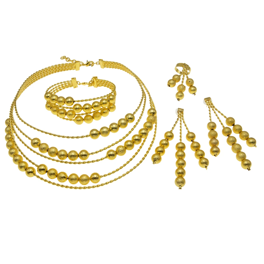 Yulaili Brazilian Gold Plated Jewelry Set for Women Classic Beads Design Necklace Party Gift Accessories Free Shipping H20037