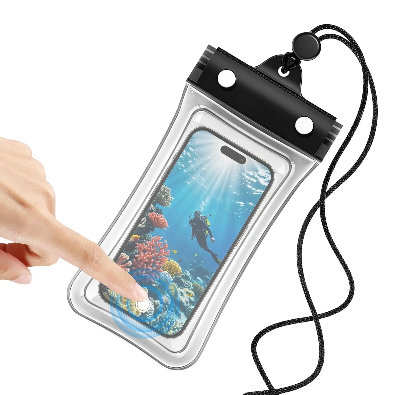 Floating Waterproof Phone Pouch Touch Screen Compatible Submersible Dry Bag With Lanyard For Swimming Diving Snorkeling Beach