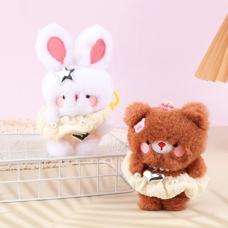 

Cartoon Rabbit Bear Plush Keychain Creative Cute Toy Soft Stuffed Rabbit Bear Doll Keyring Pendant Backpack Decor