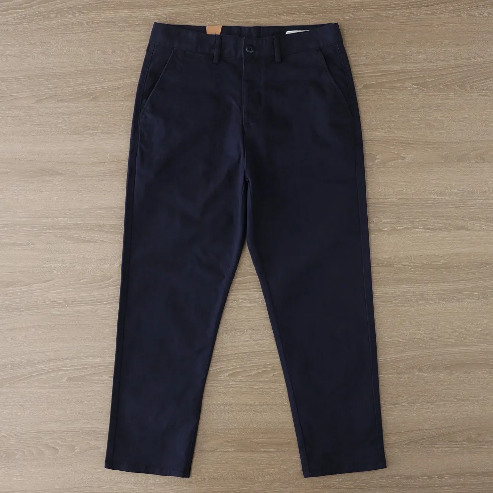 Micro-stretch nine-point pants Simple commuting casual pants Cotton slightly loose small straight pants