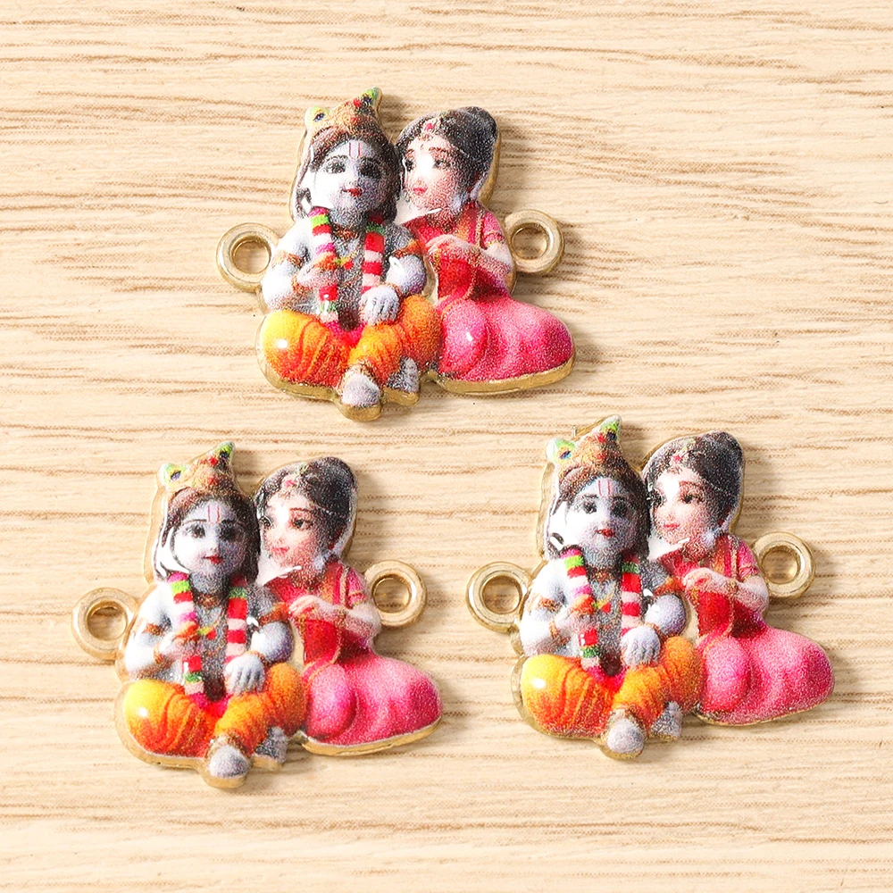 Tusember 20 Stück Emaille-Öltropfen-Anhänger mit Hinduismus-Motiven: Ganesha, Göttin, Kashi, Vishnu für Ohrringe, Halsketten, Schmuckherstellung, DIY-Zubehör – Detail 7
