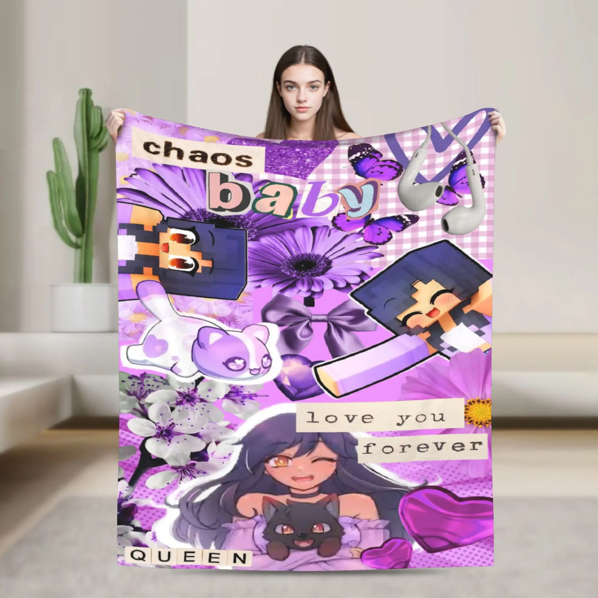 A-Aphmau Cartoon Blanket Ultra-Soft Fleece Healing Gift  Throw Blankets Bedspread