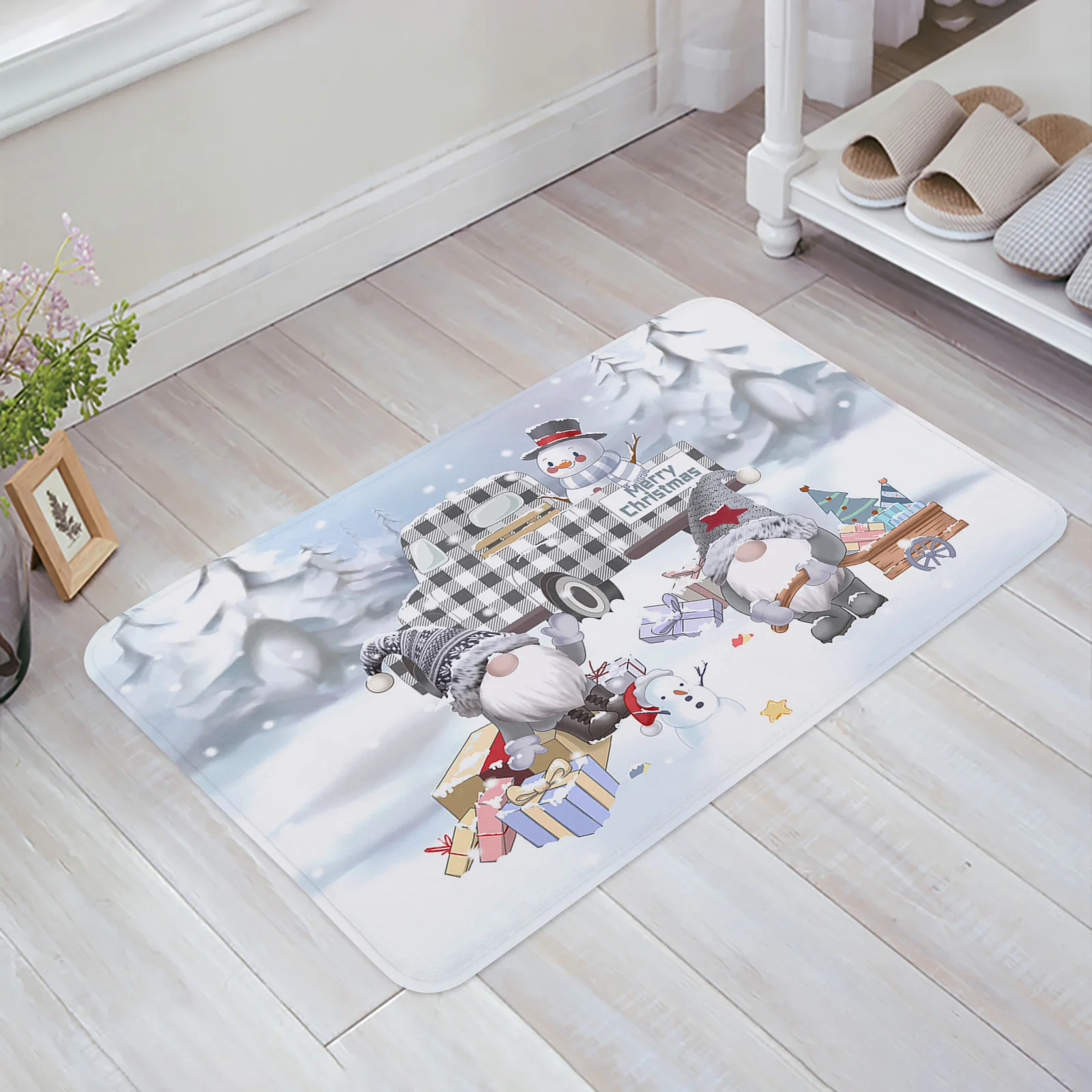 Christmas Truck Snowman Gift Doormat Decorations for Home Carpet Navidad Ornament New Year Gifts Xmas Party Decor Rug Mat