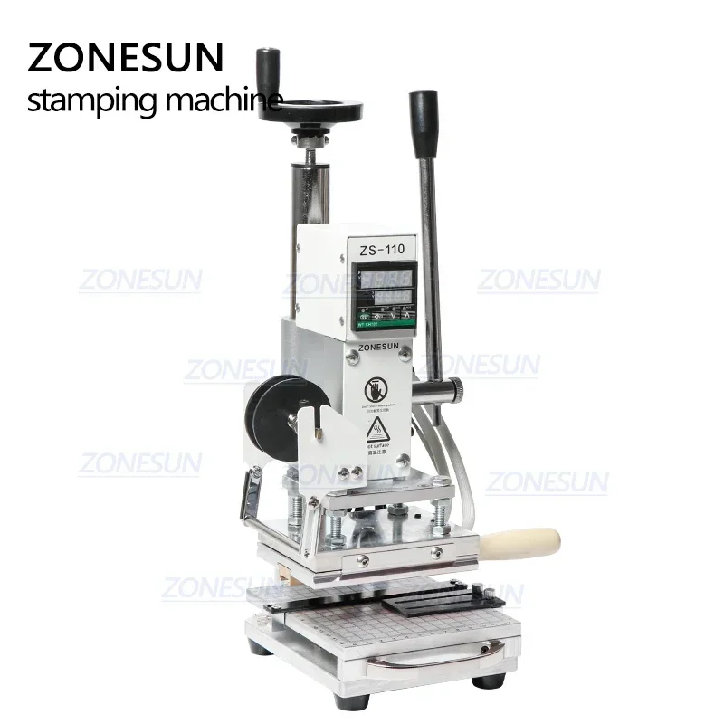 ZONESUN ZS-110 철판 핫 포일 스탬핑 기계, 높이 조절 슬라이드 작업대 가죽 엠보싱 도구