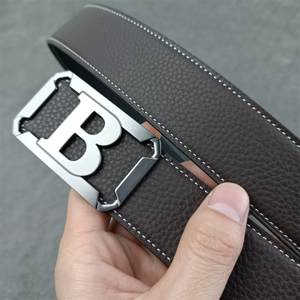 2022 WITHOUT BUCKLE 3.8cm gushuai new design for men women belt high quality cowskin genuine leather two sides free shipping