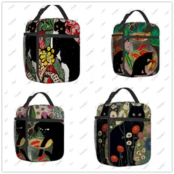 Henri Matisse cat flowers Art Portable aluminum foil thickened lunch bag waterproof thermal insulation printed lunchs tote bags