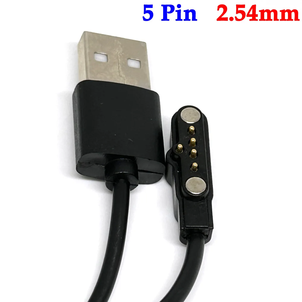 Pogo-Cable de carga magnético para reloj inteligente para niños, Cable de carga USB de 2,54mm para A20, A20S, TD05, V6G, 1 uds, 5 pines