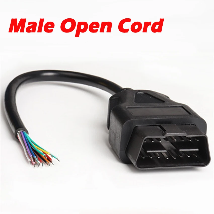 30cm J1962 Female Male OBD2 16PIN Opening Plug Cable for ELM327 Code Reader Extension Adapter OBD Open Cord OBDII EOBD 16 Pin