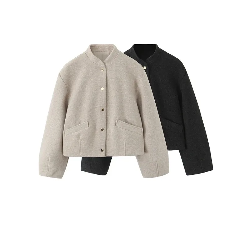 

Женская осенняя элегантная куртка-бомбер, свободная универсальная однобортная повседневная куртка с карманами, женская мода, уличный стиль, короткое пальто