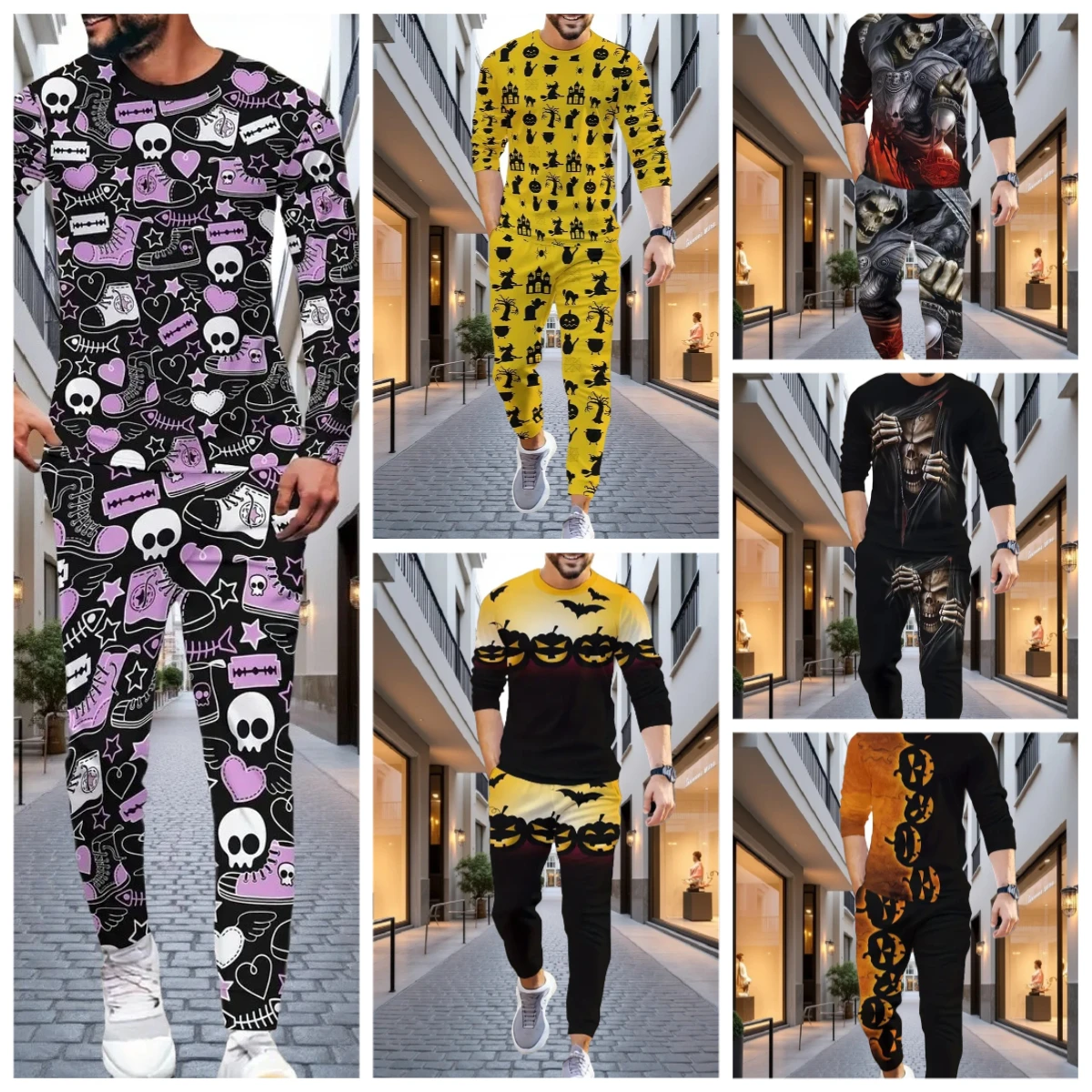 

25. Новейший комплект брюк с длинными рукавами на Хэллоуин, европейский и американский стиль, уличный 3D весенне-осенний топ, брюки, повседневный стиль для взрослых