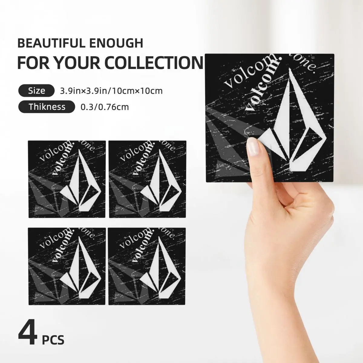 V-Volcom Logo Coaster Ceramics Hot Pad Decoration And Accessories For Table Utensils For Kitchen Placemats For Dinner Table