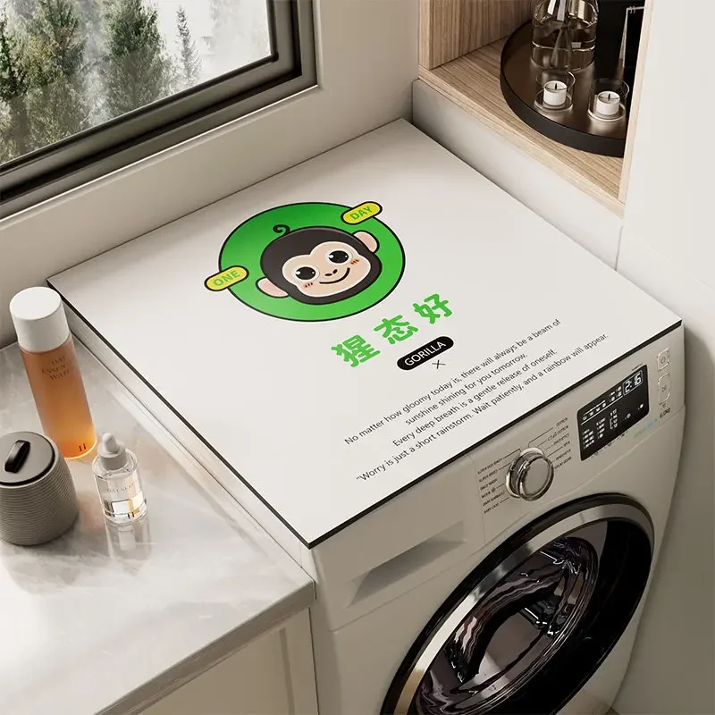 VIKAMA Lazy Bear Daily Line Washing Machine Top Mat Simple Sketch Print Waterproof Anti Dust Dryer Cabinet Surface Pad