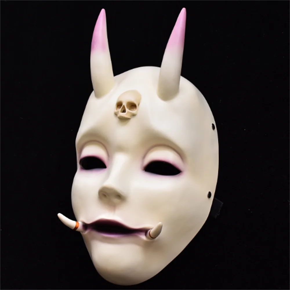 

Japanese Prajna Resin Mask Oni Devil Mask Halloween Parties Festivals Supplies Cosplay Collectible Party Masks Props Accessories