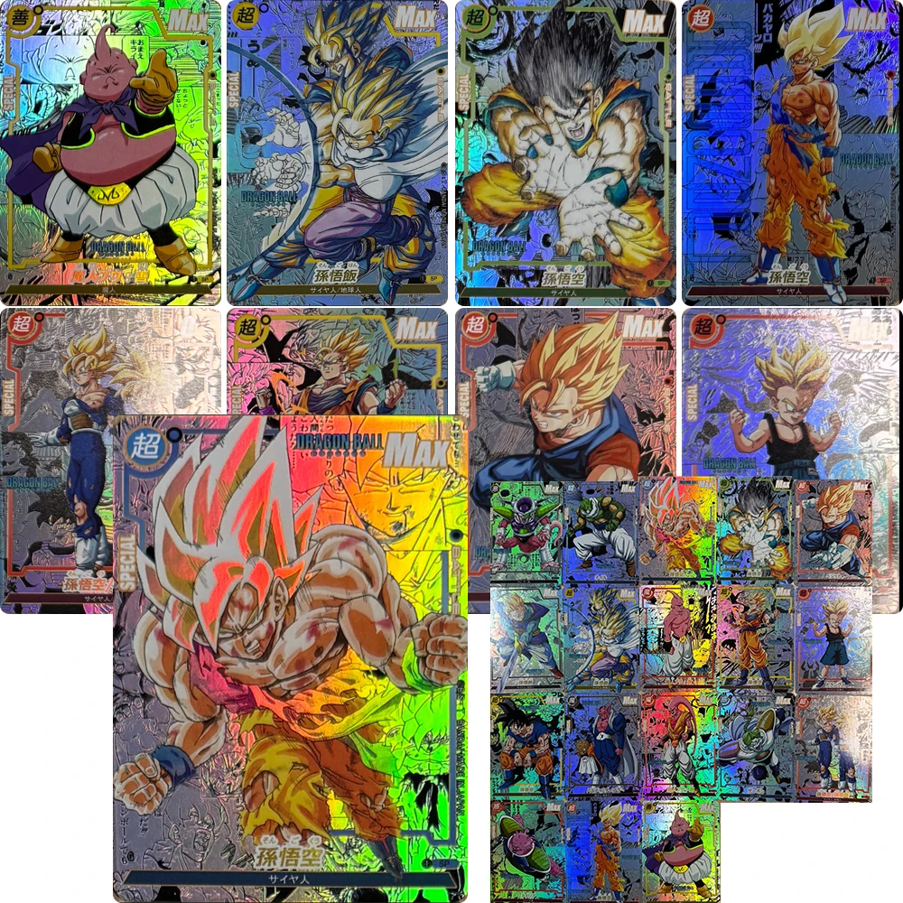 Personagens de Anime Dragon Ball Majin Buu Vegetto DIY, Brinquedos de Jogo com Textura de Bronze, Cartões de Coleção, Presente de Natal e Aniversário
