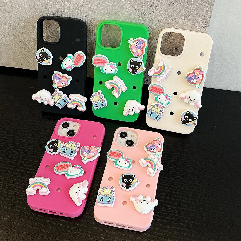 Kawaii Sanrios Hello Kitty Cinnamoroll DIY Phone Case for IPhone 15 14 13 12 11 Pro Max X XR Soft Silicone Back Cover Girl Gift