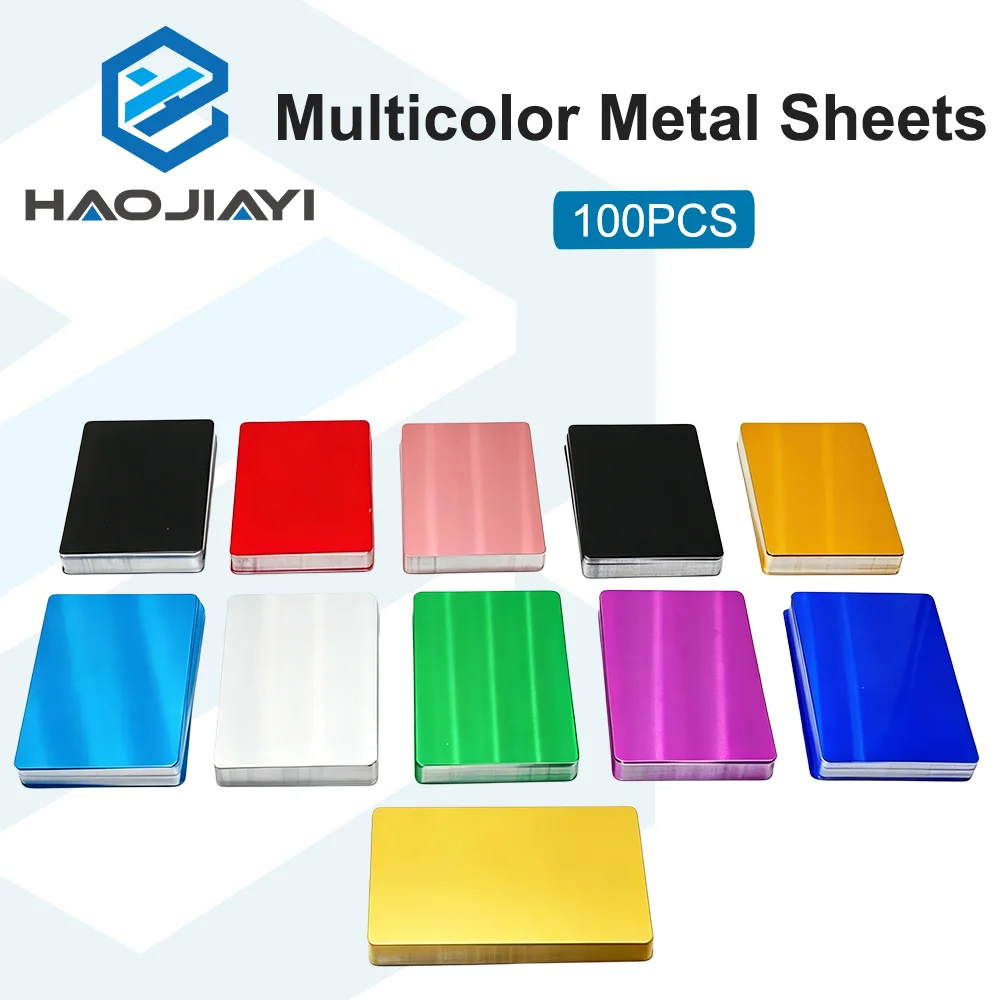100PCS Multicolor Aluminum Alloy Business Card Metal Sheet Testing Material for Fiber Laser Marking Engraving Machine Accessory