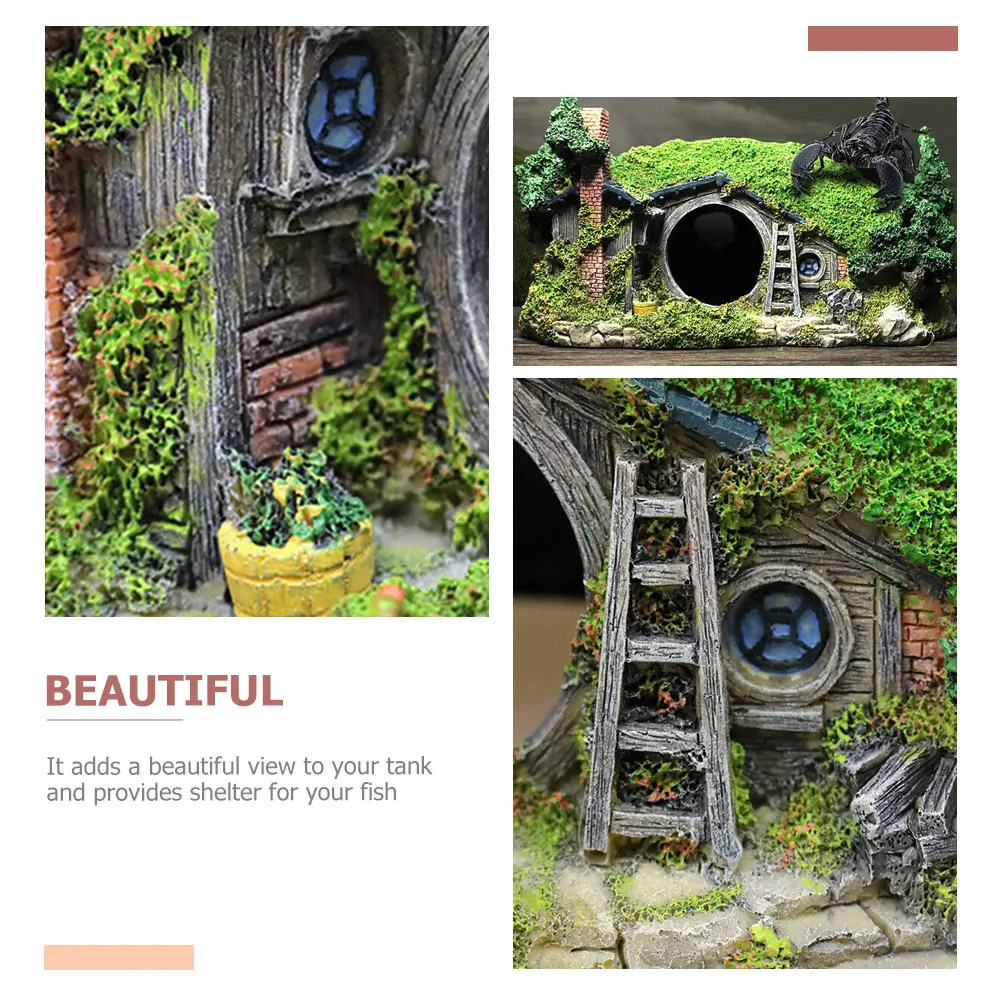 

Creative Aquarium Resin Decoration Tank Shelter Hideout House Aquarium Craft Decorative Fish House For Reptile Mini Garden Fish