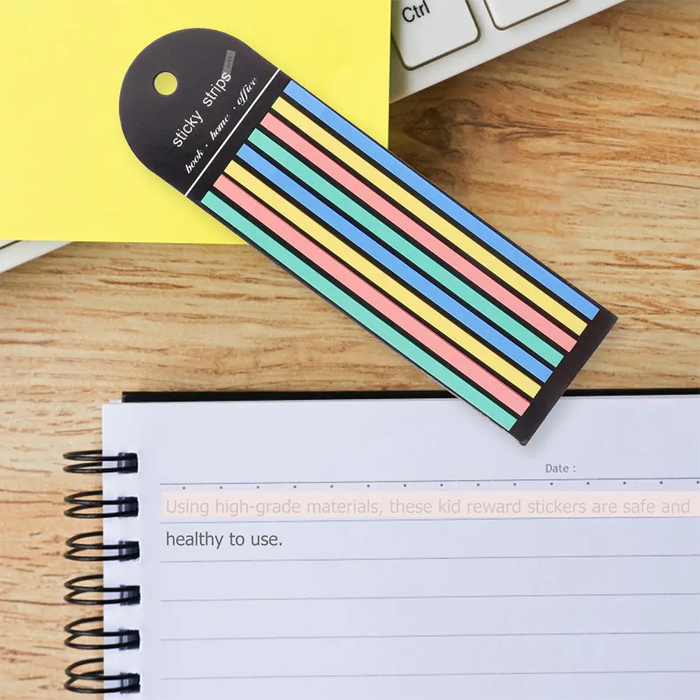

2 Books Long Colored Index Note Strip Sticky Tabs Portable Reading Strips Page Markers for Book Annotation Highlighter Strips
