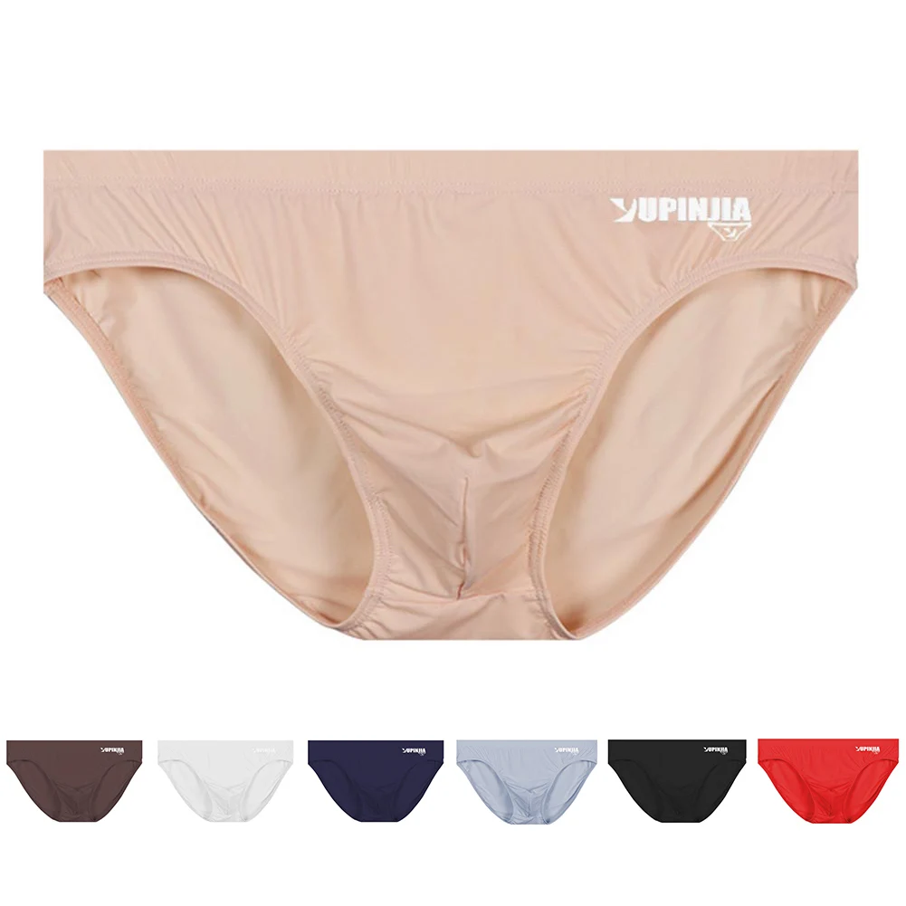 

Men Sexy Briefs Low Rise Ice Silk Underwear For Hot Man Bikini Pouch Lingerie Summer Men's Panties Quick Dry Seamless Underpants