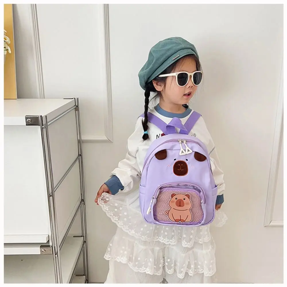 New Nylon Capybara Backpack Large Capacity Capybara Schoolbag Waterproof Lightweight Bookbags School Office