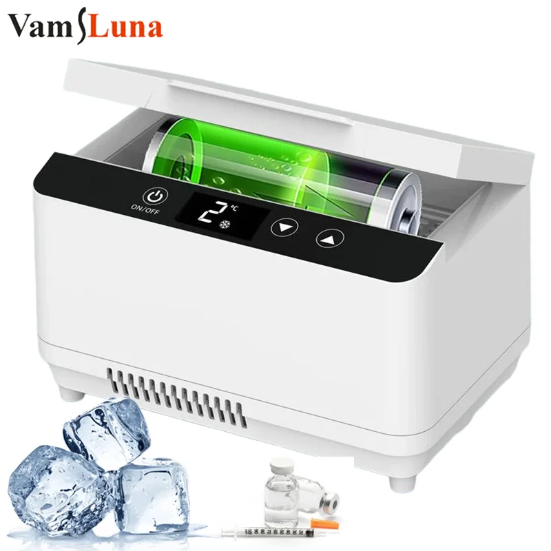 Mini frigorifero portatile con dispositivo di raffreddamento per insulina Scatola per medicinali di raffreddamento da viaggio all'aperto con design di grande capacità a doppio strato