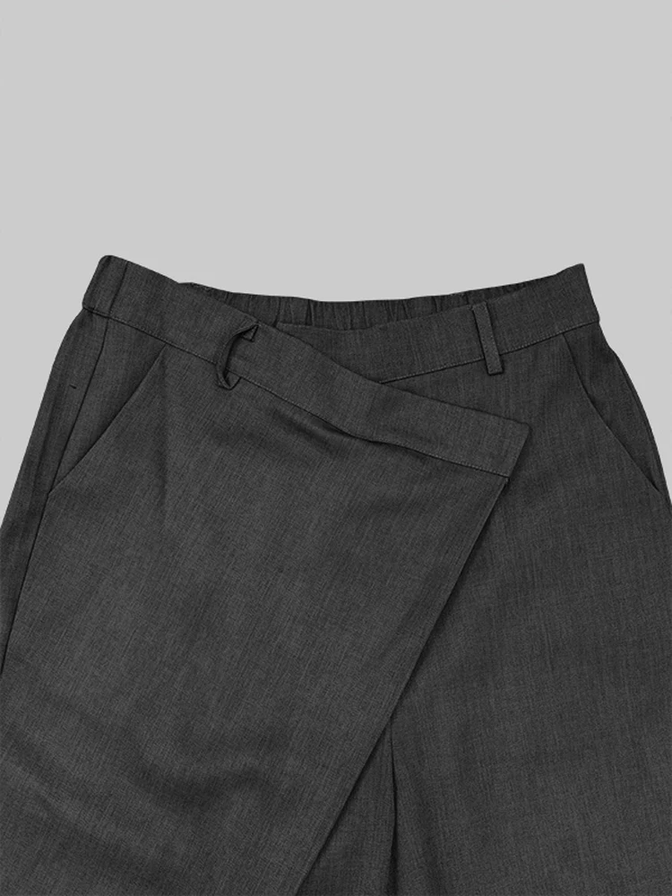 Trendy Women's Solid Color Commuter Pants 2025 Autumn New High Waist Asymmetric Wide Leg Trousers Casual Streetwear Pants