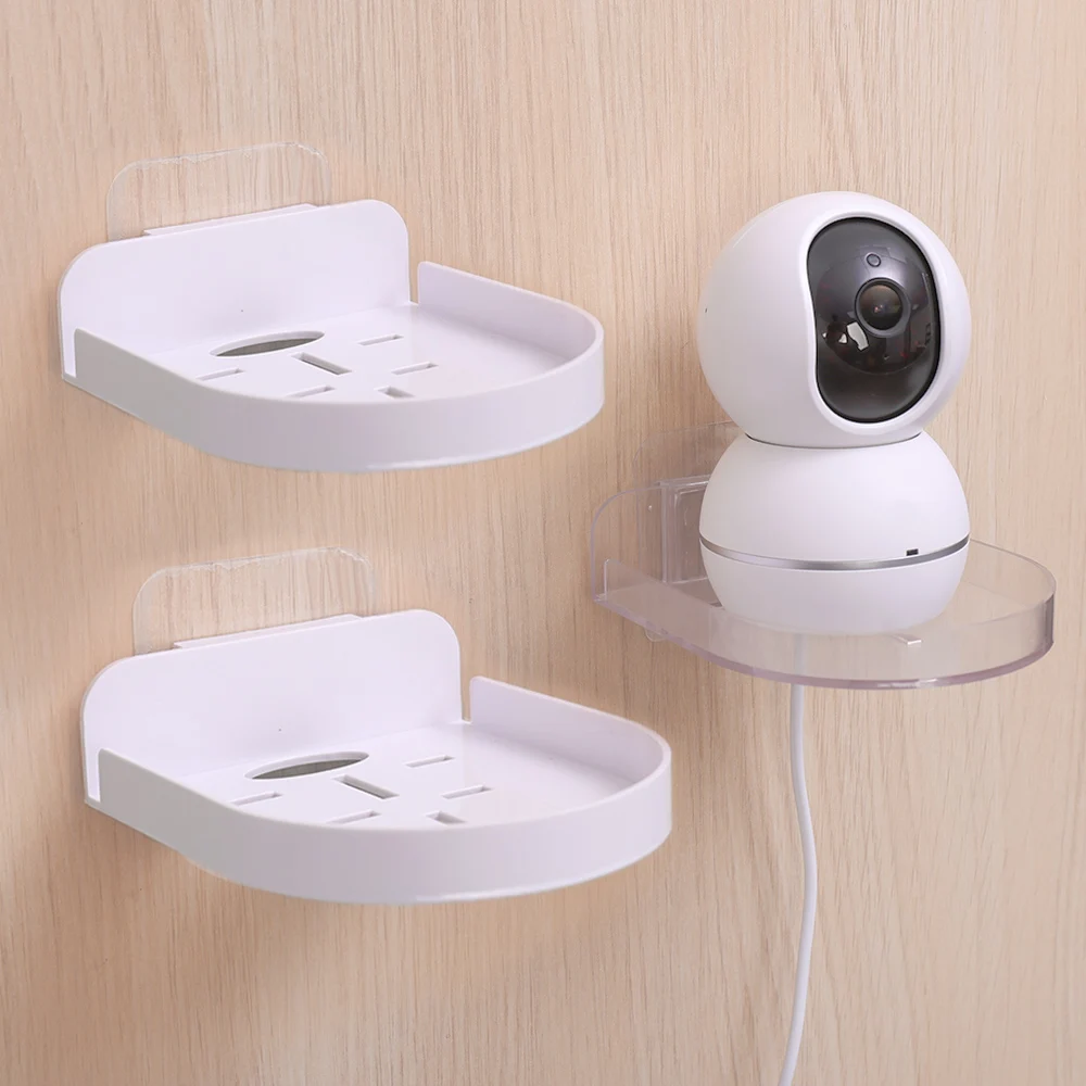 Mini Wall Shelf Plastic Small Camera Rack Non-Drilling Wall-Mount Security Cameras Support Phone Wifi Router Monitors Holder