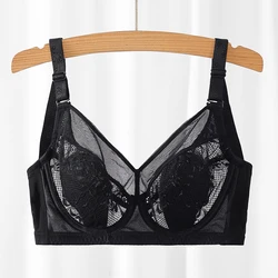 Women's Big Size Full Coverage Floral lace Ultra-thin Bra Lingerie 34 36 38 40 42 44 46 48 B C D E F