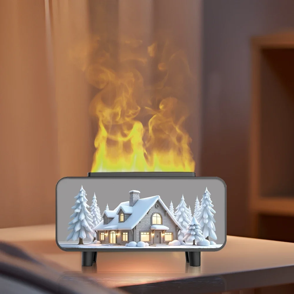 Креативный камин, увлажнитель воздуха, безводный, с автоматическим выключением, диффузор эфирного масла, снежная гора со светодиодной подсветкой для домашнего подарка