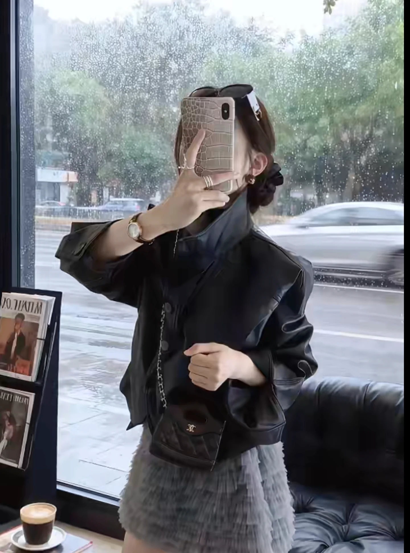 Sli Bla ort Motorcycle Jaet Cool Sle Faion da donna Primavera 2026 Nuovo arrivo Stand Fit Cappotto in pelle Top