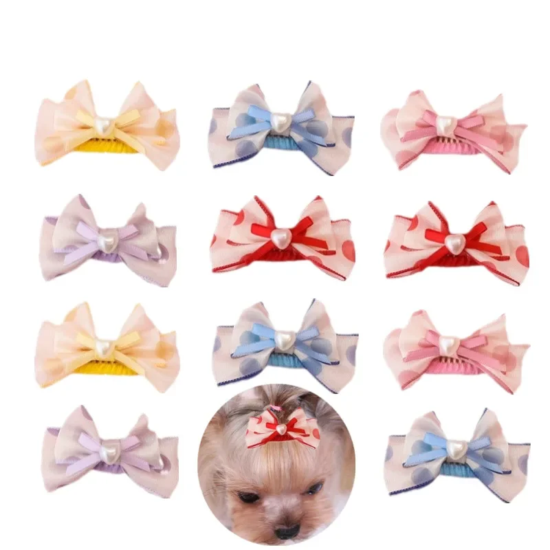 

Love Bows Dog Hairpin Pet Grooming Accessories Dog Cat Pearl Hairpin Pet Girls Hairclip for Small Dogs Supplies