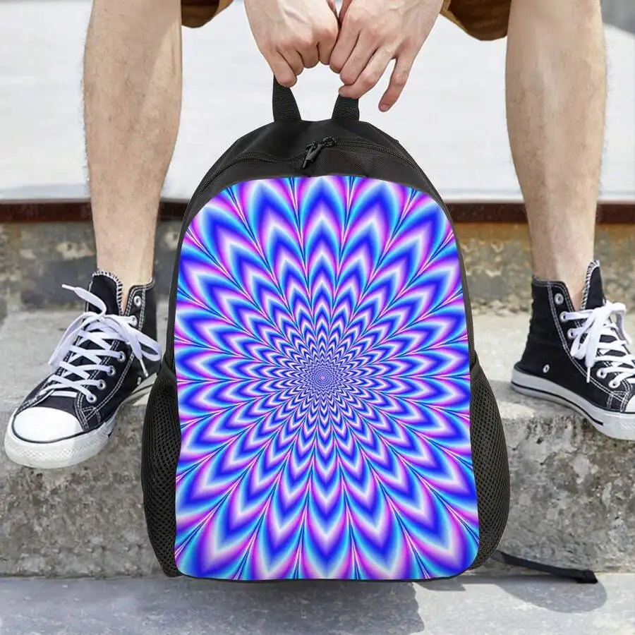 

Pulse Backpack Lightweight Unisex School Bag With Spiral Blue Pink Pattern Zipper Closure Adjustable Straps For College Travel