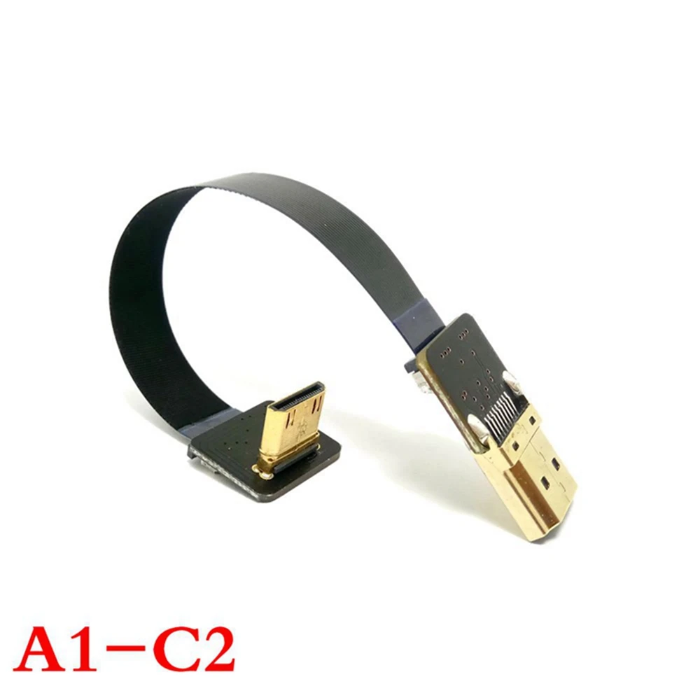Camera mini mini HDMI aerial photography line standard male C female bend up and down ultra thin high-definition line expansion