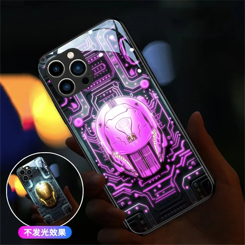 

Punk Armor LED Light Glow Luminous Phone Case For iPhone 15 14 13 12 11 Pro Max X XR XS 7 8 Plus SE2020 Voice Controlled Shells