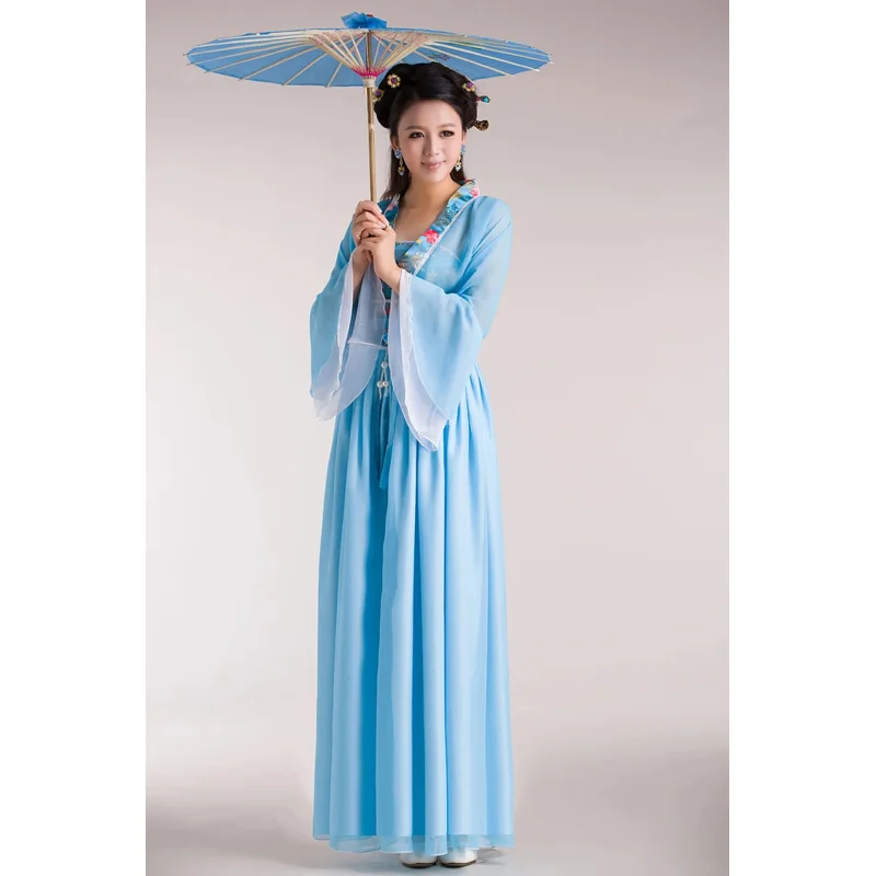 중국 전통 여성 한푸 원피스, 중국 요정 원피스, 레드 화이트 한푸 의류, 중국 고대 코스튬