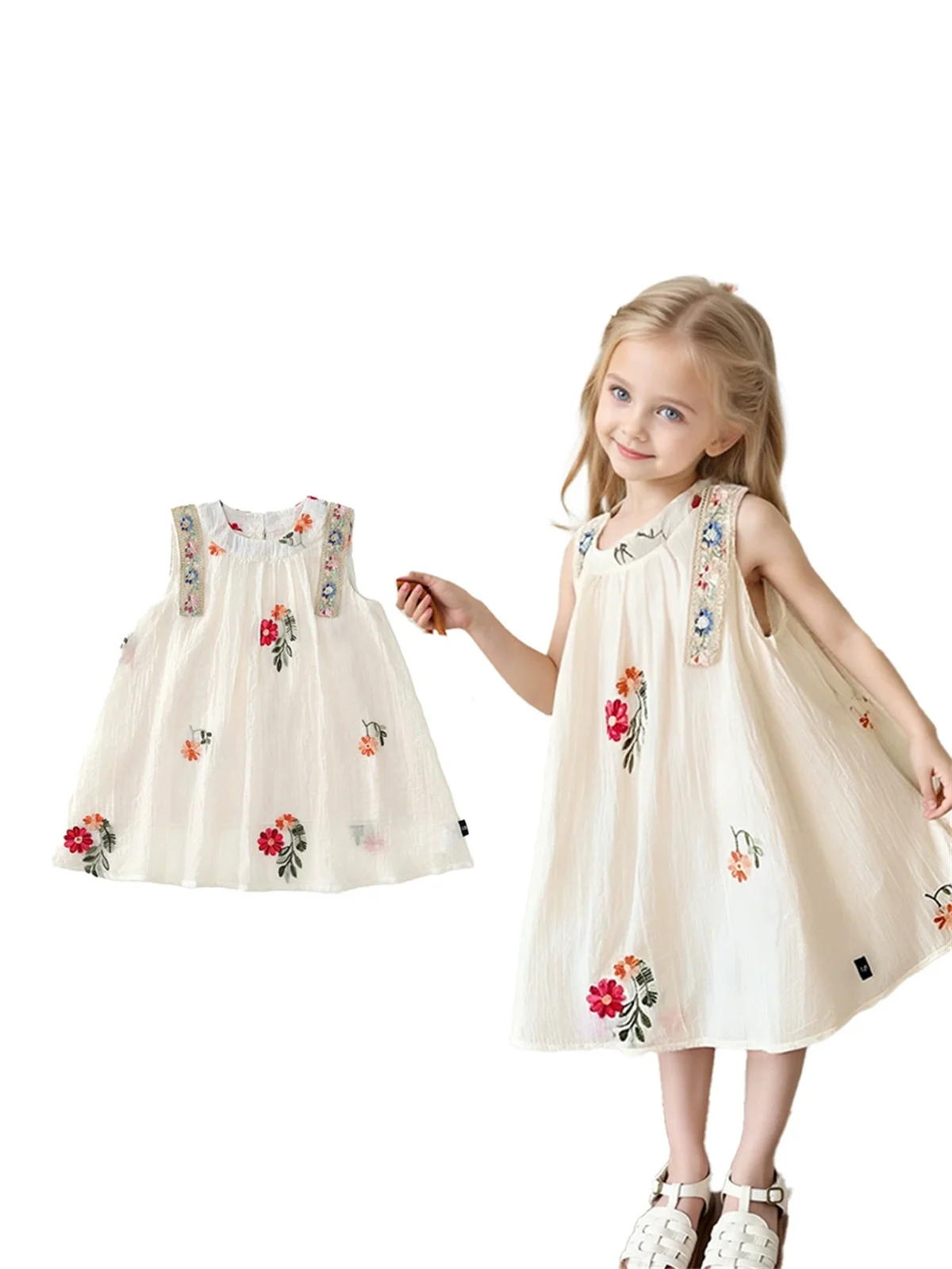 

Bohemian summer dress for girls 2025 new and stylish children's beach vacation dress 2 3 4 5 6 7 years girls dresses