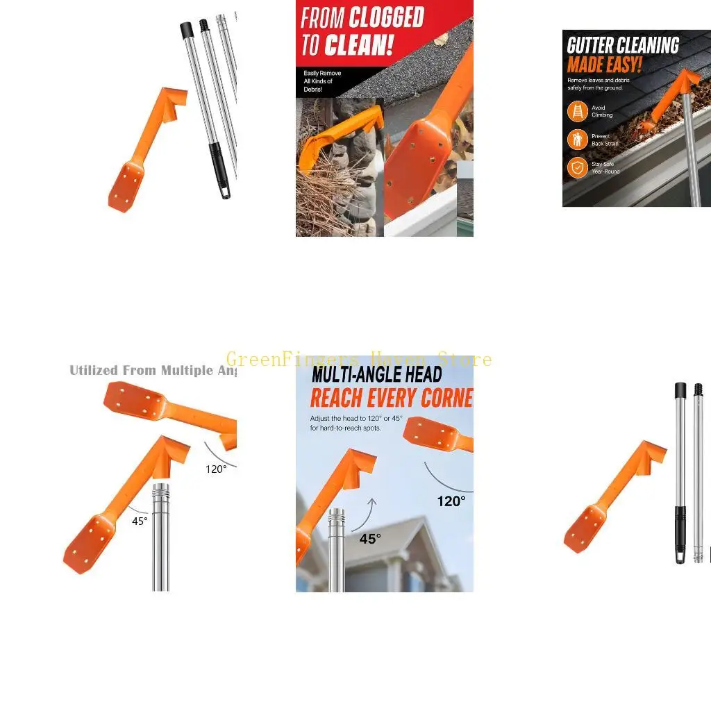 F68D Manual Roof Gutter Cleaning Tool with ABS Hook and Metal Rods