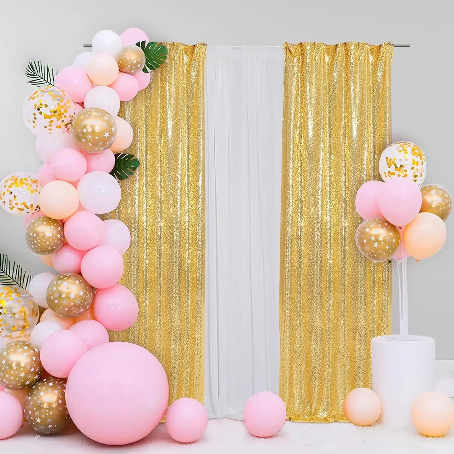 4x10FT Silver Sequin Photo Backdrop Curtain for Birthday Wedding Engagement Baby Shower Bachelorette Christmas Party Decorations
