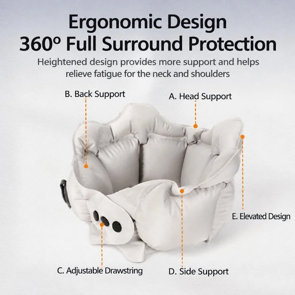 Ultra-Light Inflatable Travel Pillow Cooling Fabric Leak-Proof Travel Neck Pillow Foldable Press Air Pump Air Pillow