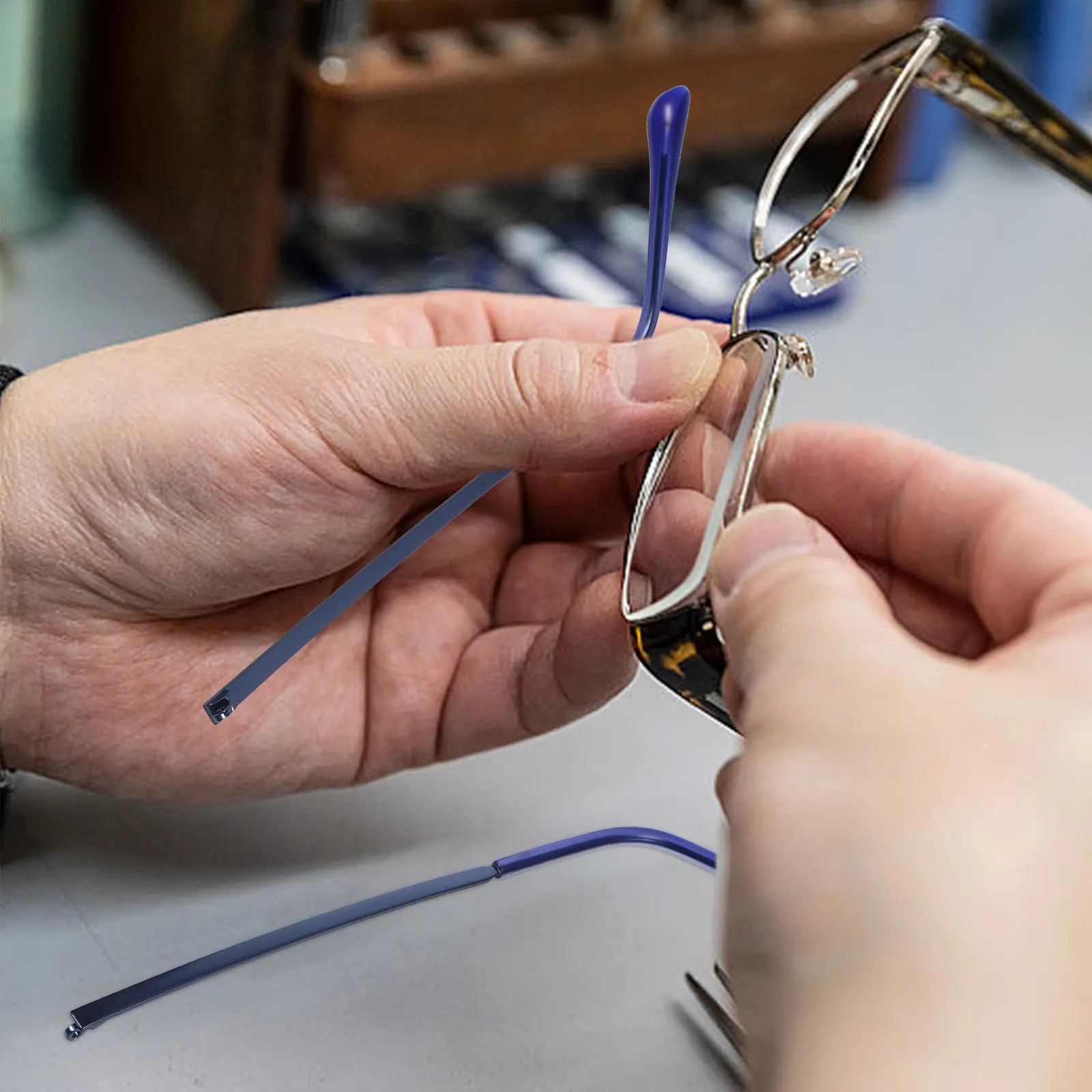 

1 пара универсальных сменных дужек для очков, прочные металлические ножки для ремонта очков, удобные в использовании, устойчивые к царапинам и ударам