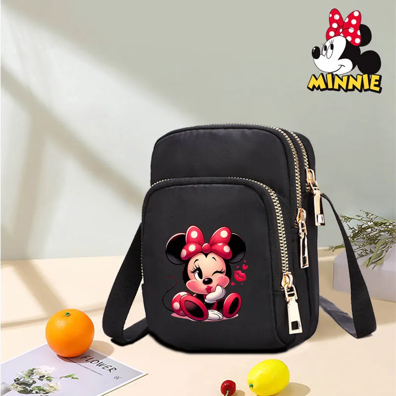 Disney Minnie Mouse Women Cell Phone Bags Purse Ladies Crossbody Shoulder Handbag for Female Women's Bags Teenagers Underarm Bag