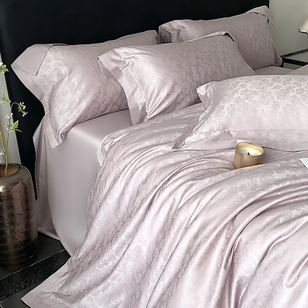 

4PCS Elegant Premium Bedding Set 100s Sateen Jacquard Australian Euro Pure Cotton Sheet and Duvet Cover Set Queen King Size