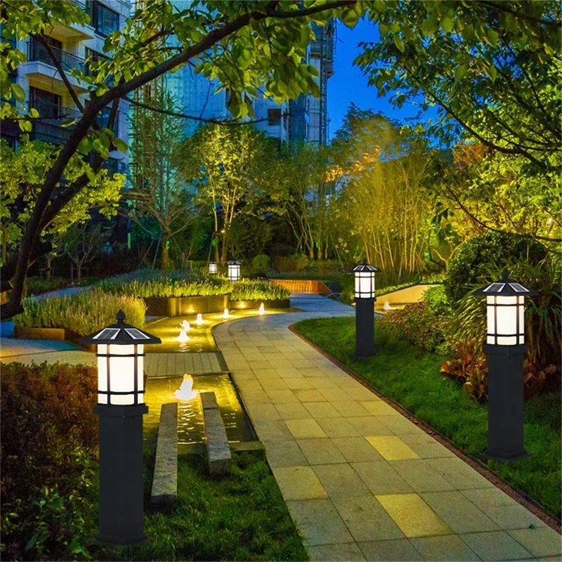 KERWIN โคมไฟสนามหญ้ากลางแจ้ง LED พลังงานแสงอาทิตย์กันน้ํา Modern Patio Garden Light สําหรับ Home Porch Garden Villa