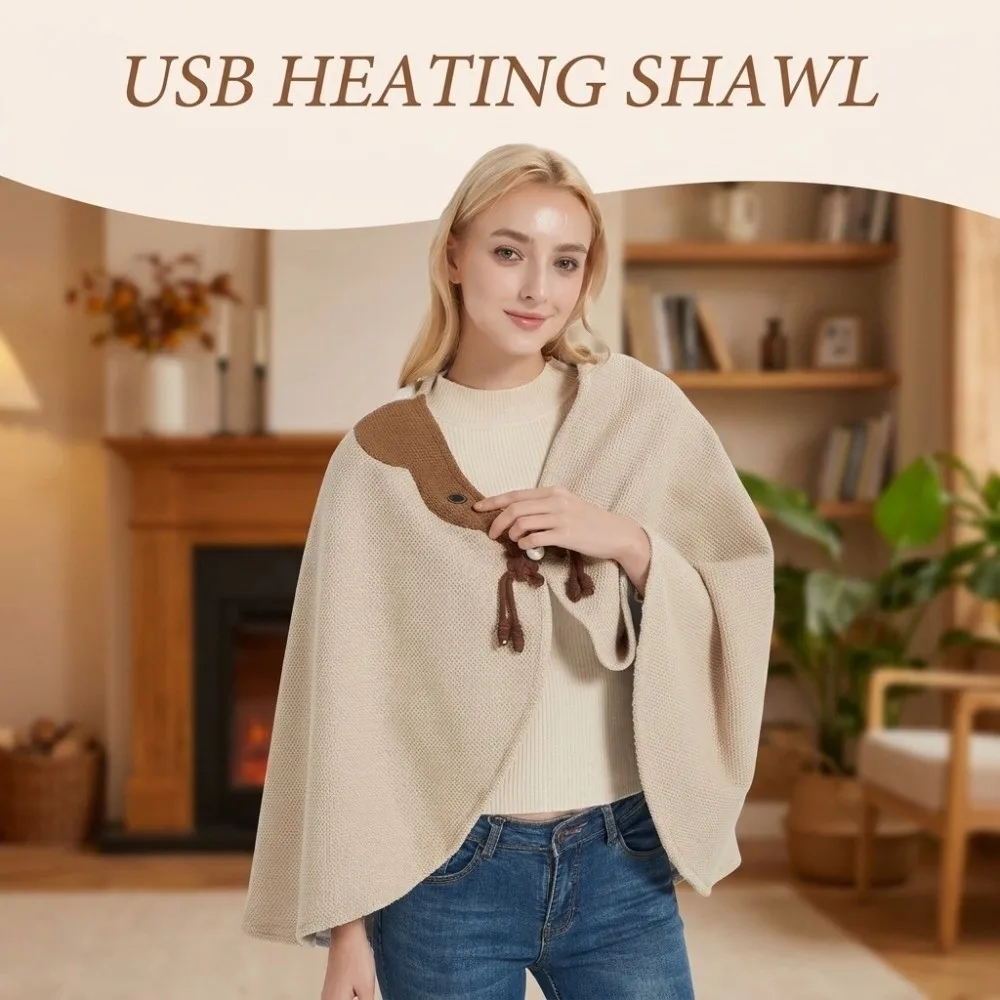 Convenient Washable USB Heating Shawl 3 Heated Level Warming Electric Blanket USB-Powered Soft Thermal Blankets Camping