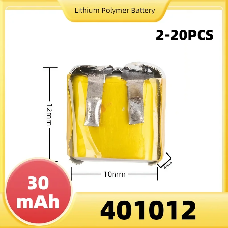 3,7V 30mAh 401012 Lithium-Polymer-Akku, wiederaufladbar, Ersatz-Li-Po-Zelle für TWS Bluetooth-Ohrhörer, Mini-Wireless-Headset