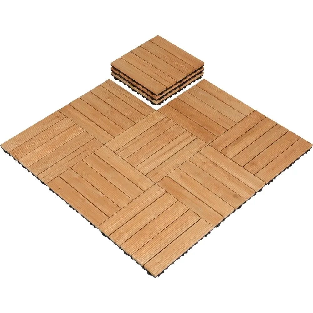 

110pcs Patio Deck Tiles 12 x 12in Interlocking Wood Composite Decking Floor Tiles Fir Wood Indoor Outdoor Patio Garden Deck