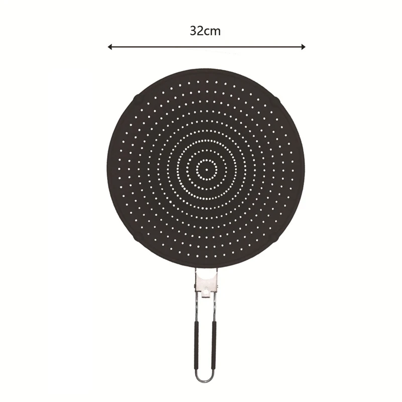 프라이팬용 실리콘 스플래터 스크린, 접이식 손잡이가 있는 스테인리스 스틸 그리스 스플래터 가드, 12.5 인치, 2 팩