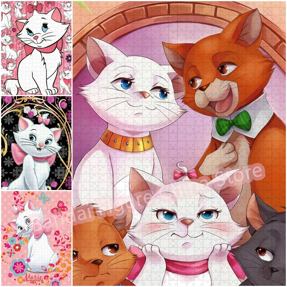 Disney Marie Cat Print Puzzle Carrton Anime The Aristocats Wooden Jigsaw Puzzle Christmas Birthday Gifts Stress Relief Toys