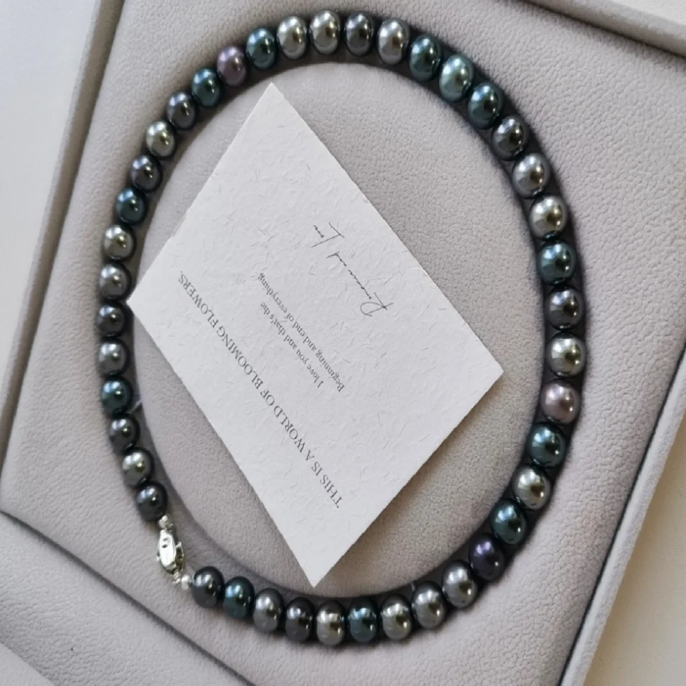 

Beautiful black mixed color pearl necklace AAA10-11mm natural Tahiti necklace 16/18/20 inches 925s