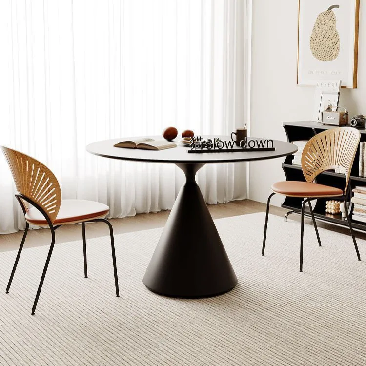 French antique dining table, retro household round solid wood round table